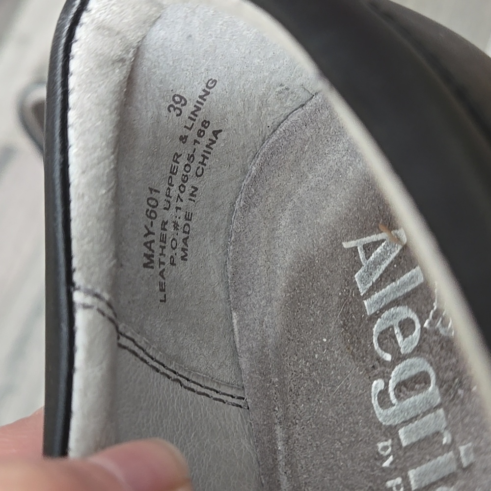 Alegria Black Leather Mary Jane Platform Wedge Comfort Shoes Adjustable Strap - Picture 5 of 12